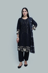 Premium 3-Piece Embroidered Cotton Suit – Soft Fabric with Boring Work | Naqshé